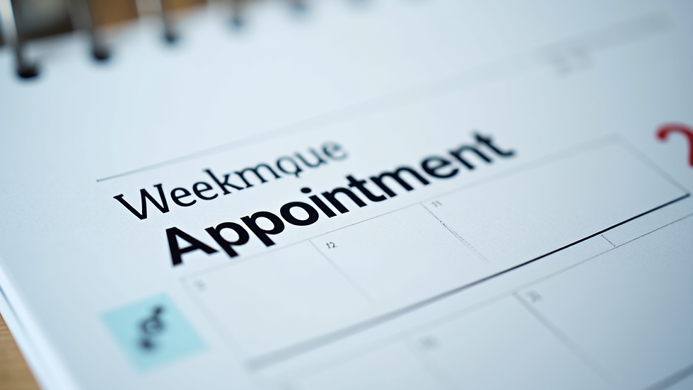 Close-up view of a calendar with a marked date for a medical appointment