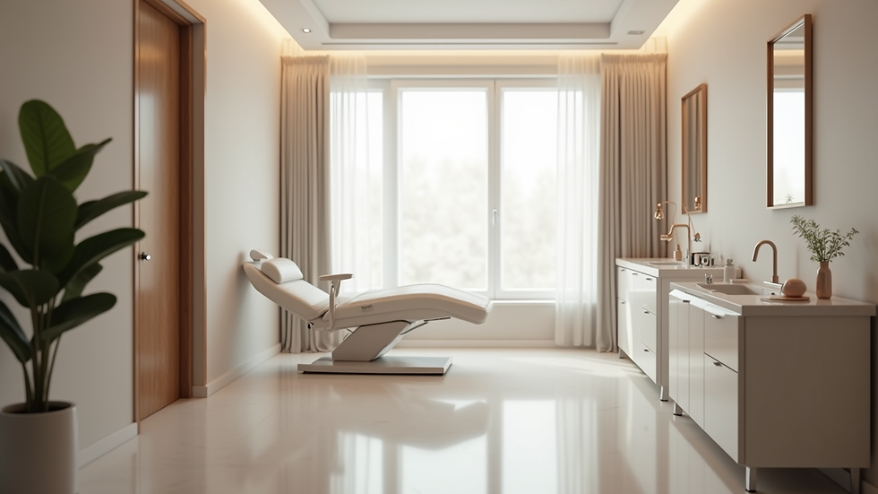 Eye-level view of a modern aesthetic clinic treatment room