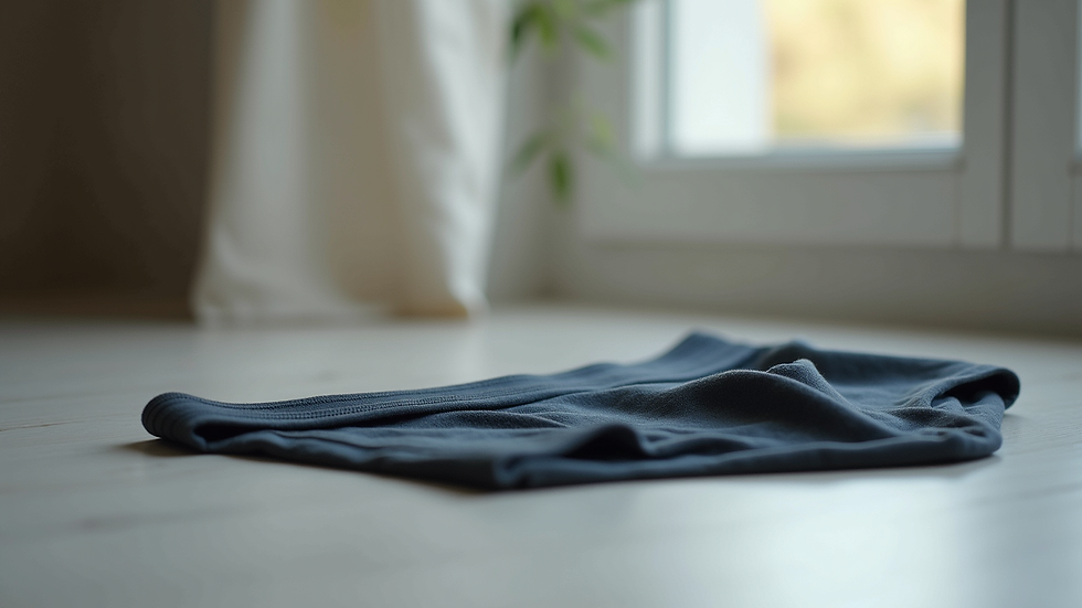 Eye-level view of supportive men's underwear on a flat surface