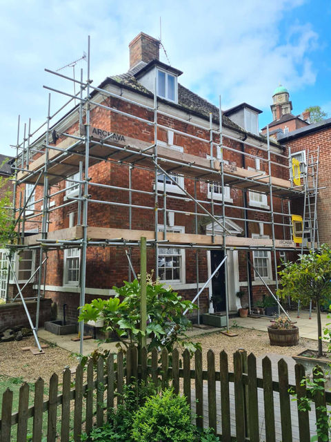 Large House with Scaffolding on all sides
