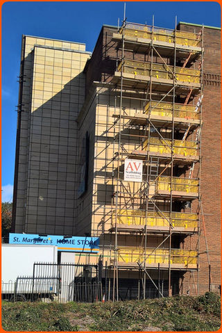 property covered with scaffolding