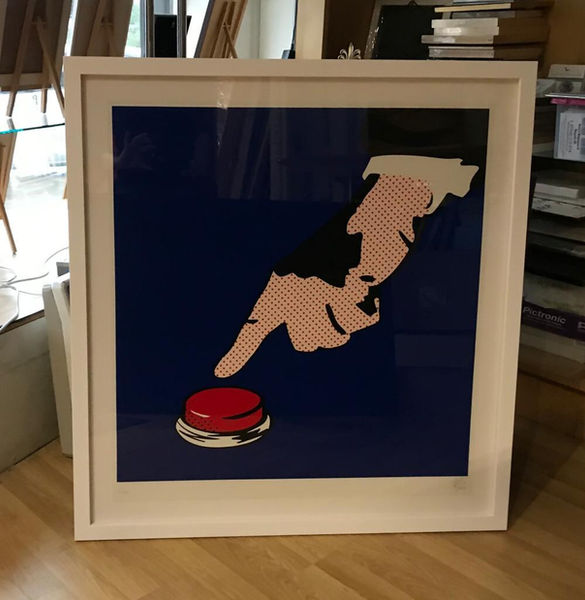 Pop art of a finger about to press a button