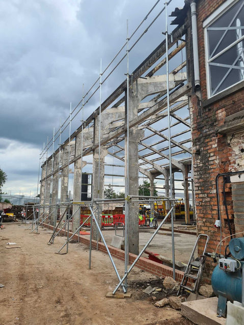 Scaffolding on construction site