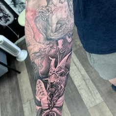 Tattoo involving horned goat