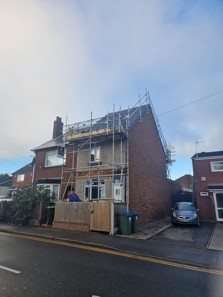 Scaffolding outside house
