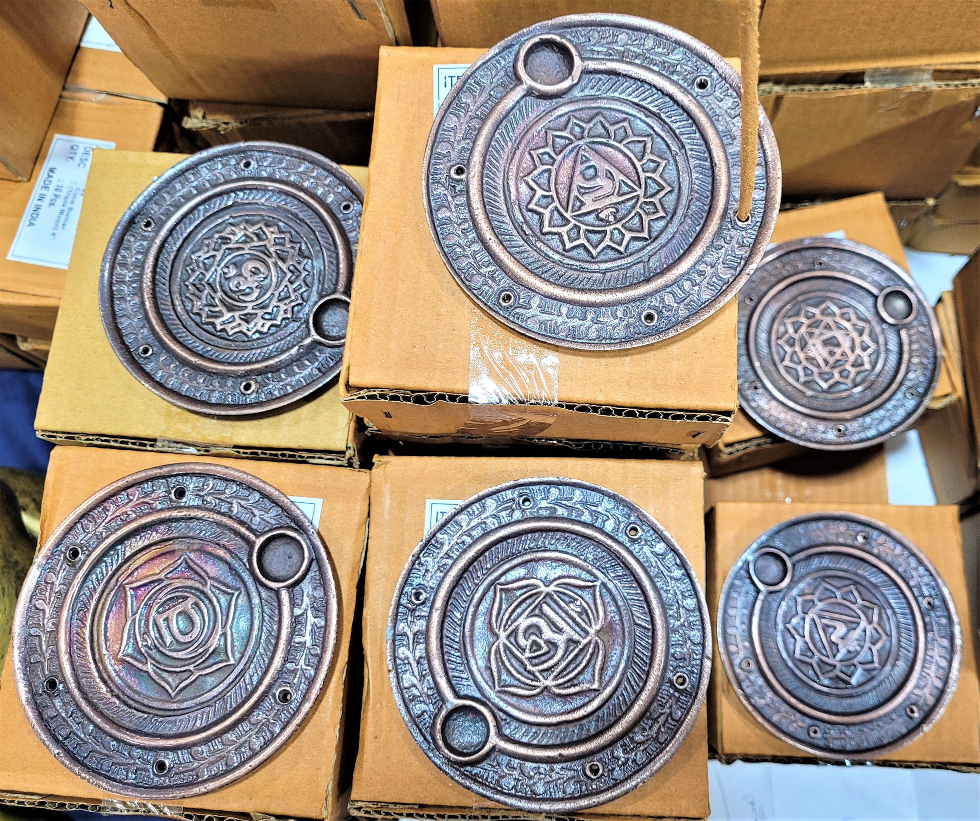 Copper Chakra Incense Plates