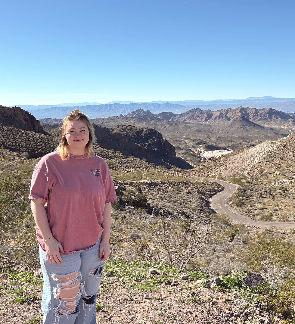 Woman in desert landscape, welcome to the business page