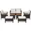 Thumbnail: 7-Piece Outdoor Rattan Patio Set with Acacia Armrests