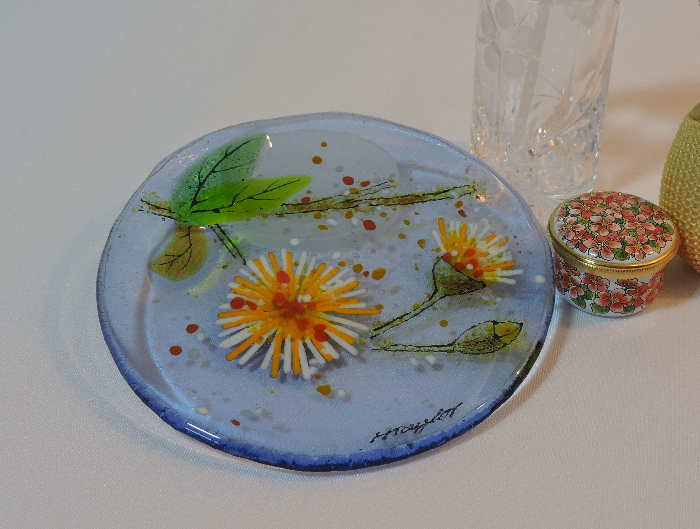 Blue Summer Flowers - Round Trinket Dish