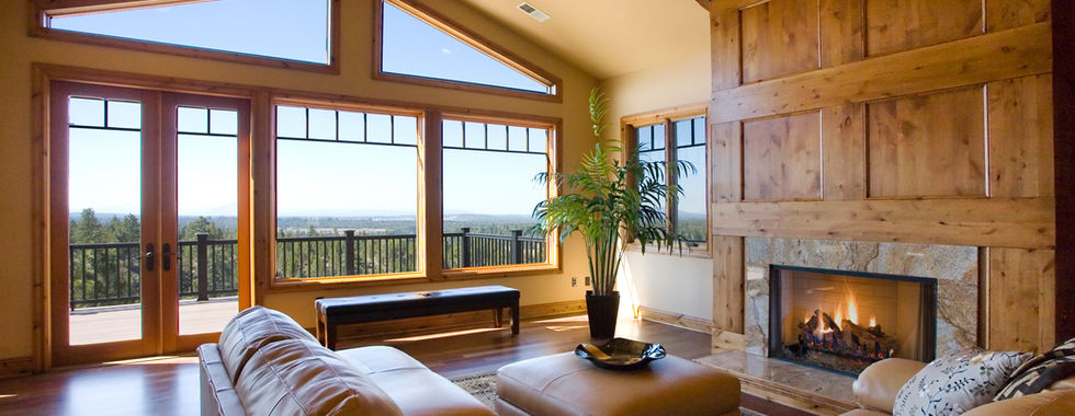 Living Room With Mountain Views - Luxury Custom Home in Awbrey Butte - PGC Building + Design