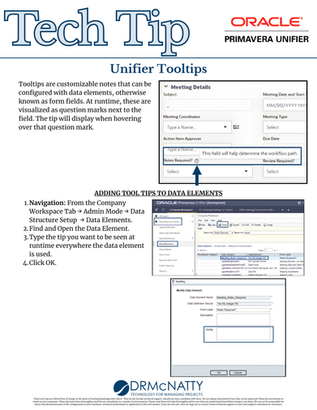 Tech Tip - Unifier Tooltips