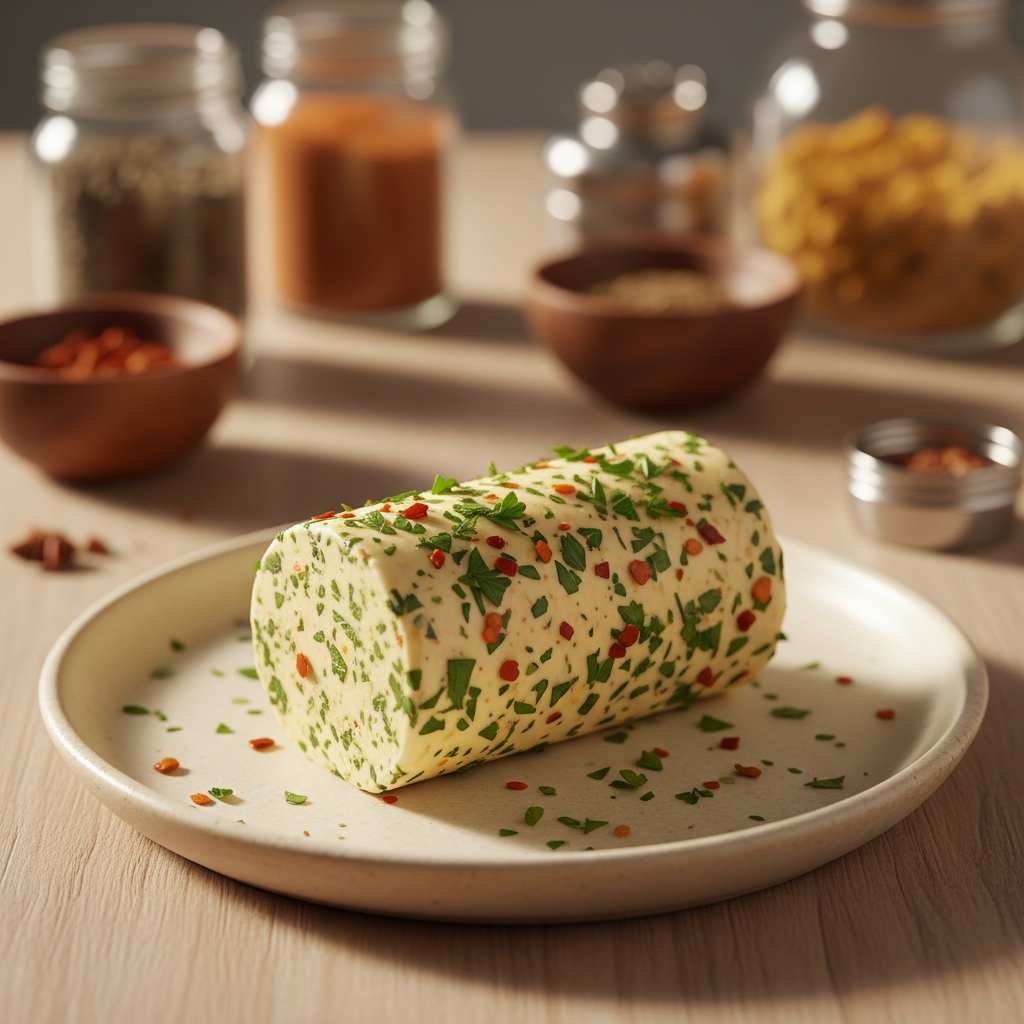 The Gaucho's Fire Compound Butter Mix log with herbs.