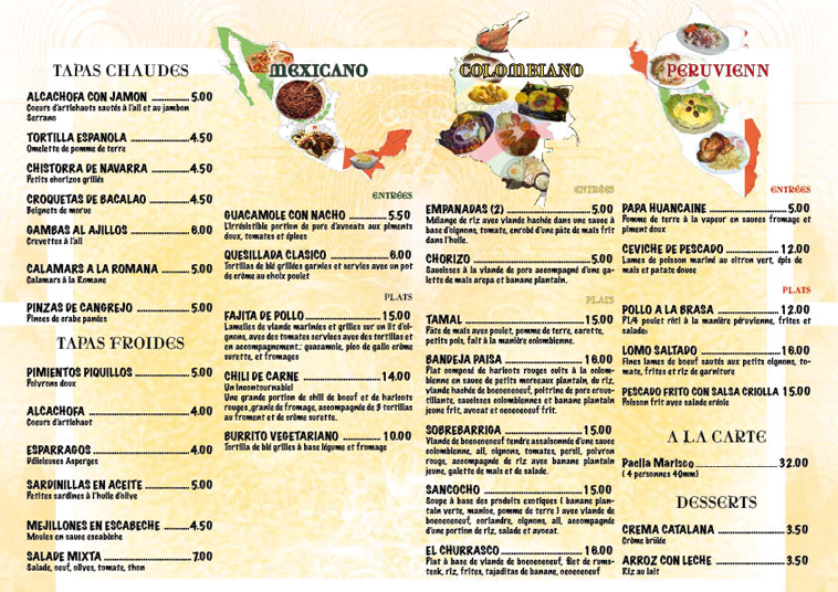 Depliant pour Tapas Hispanas