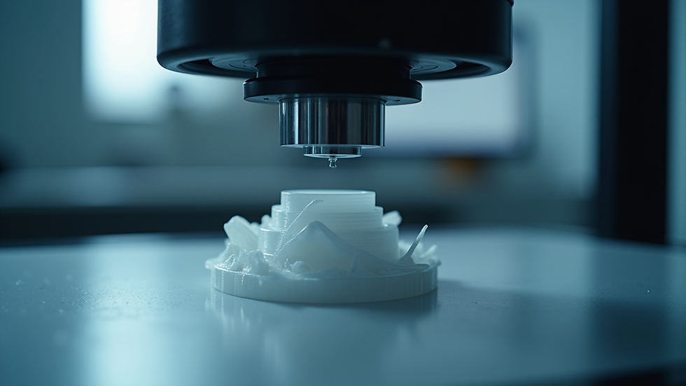 Close-up view of a 3D scanner capturing a detailed mechanical part