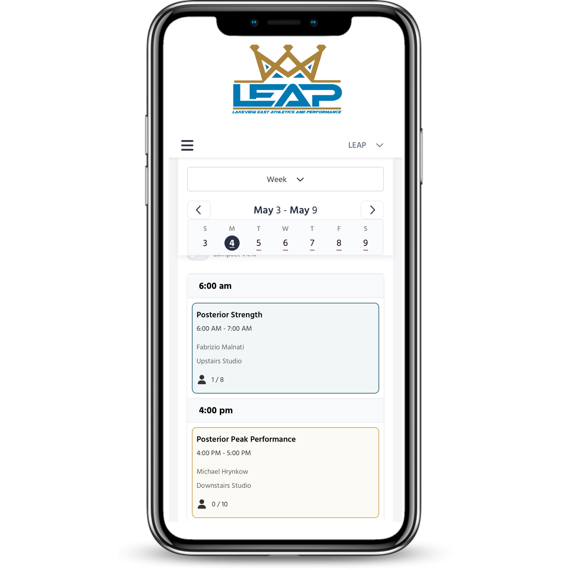 LEAP app powered by Teamup