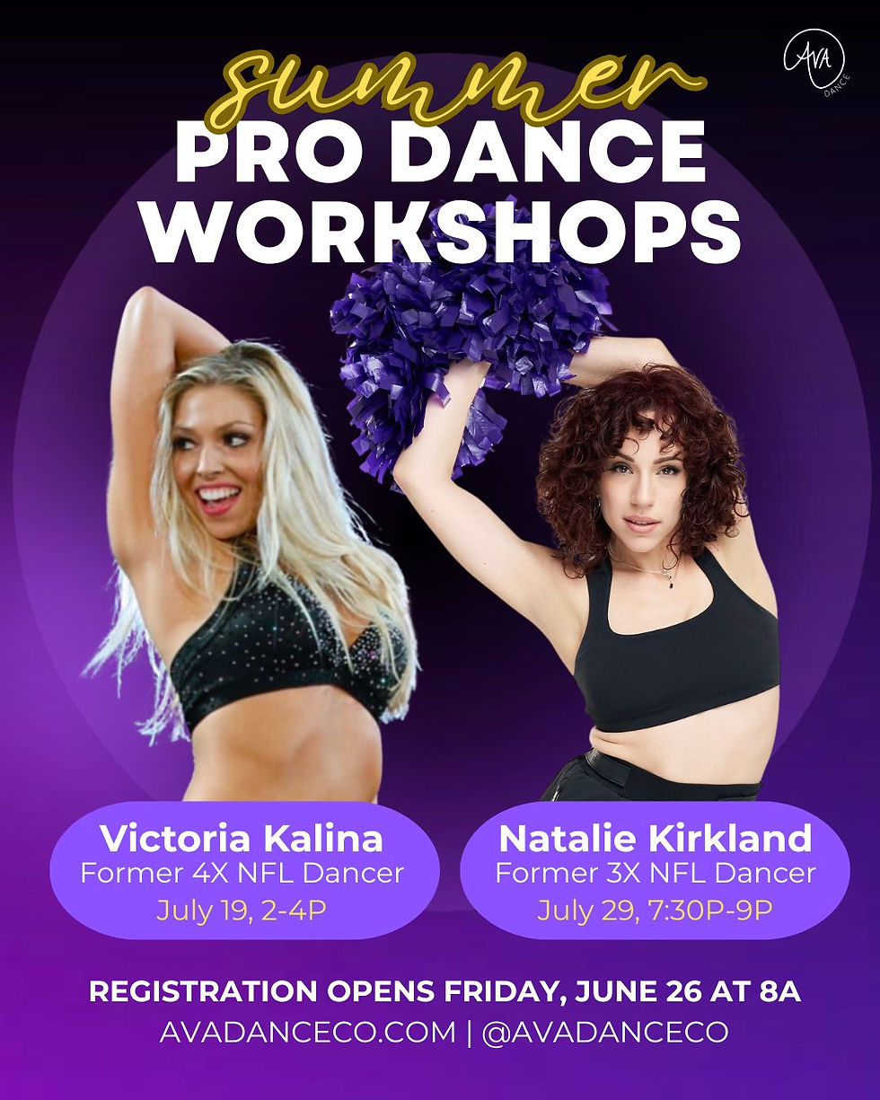 Flyer promoting Victoria Kalina & Natalie Kirkland's summer Pro Dance Workshops