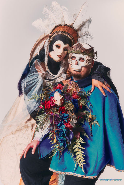 Cat Skull Gothic Wedding Bouquet Custom Order Celestial Theme Jewel Tones