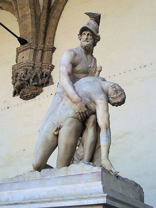 Escultura de Menelao sujetando a Patroclo (copia romana de una obra griega original)