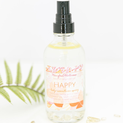 Happy Citrus Aromatherapy Spray with Citrine Gemstones Manifest Wellness