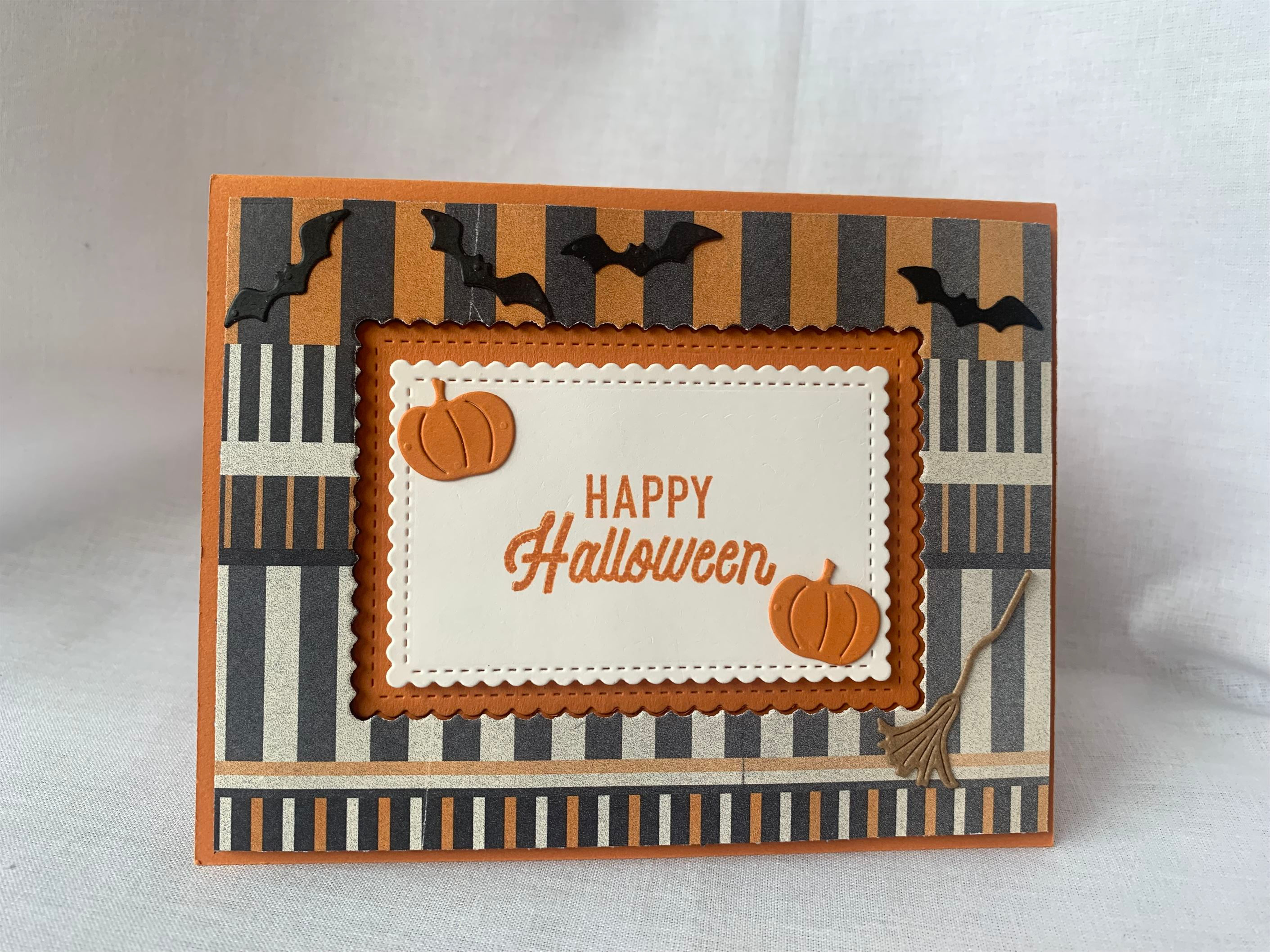 Happy Halloween with Bats, Pumpkin and A Broom