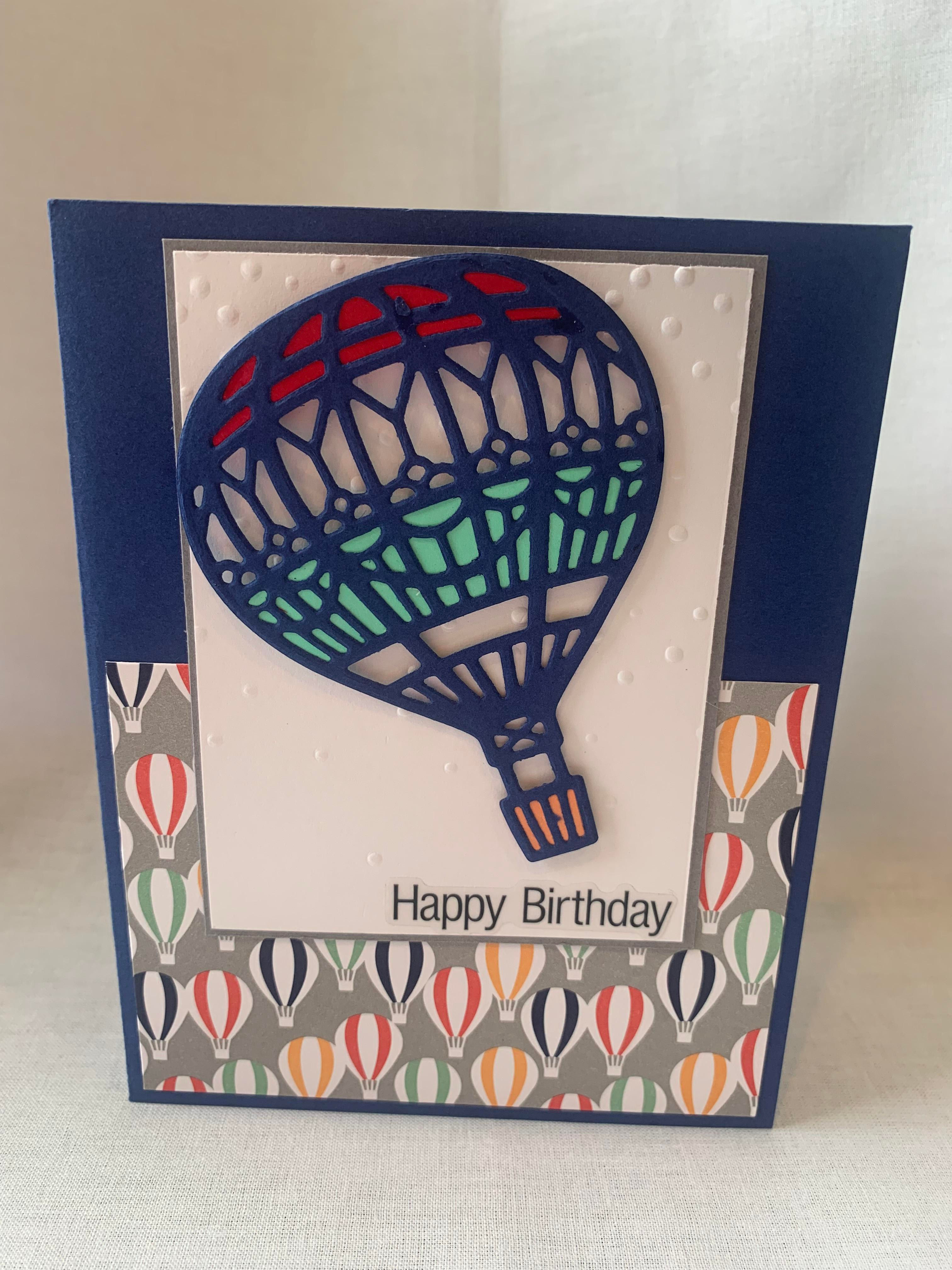 Happy Birthday with A Big Blue Hot Air Balloon