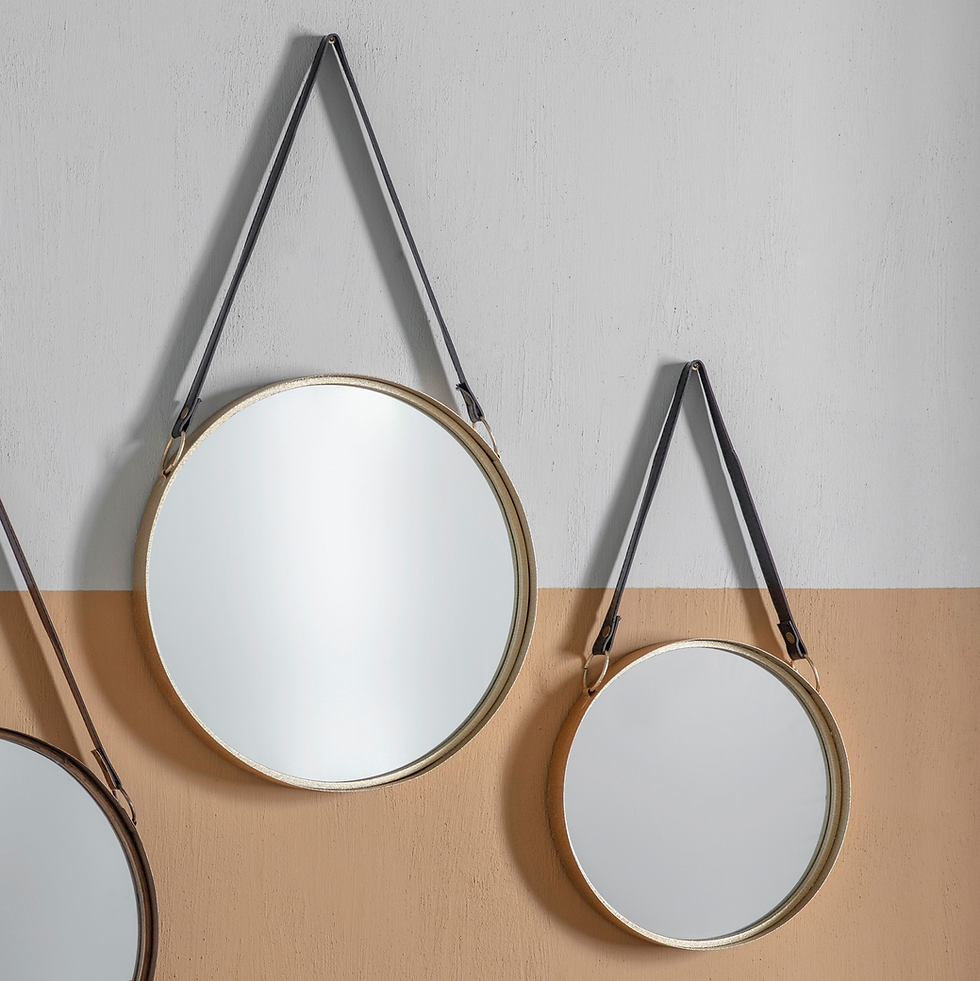 Thumbnail: Milton Round Mirror With Hanging Strap | Set of Two