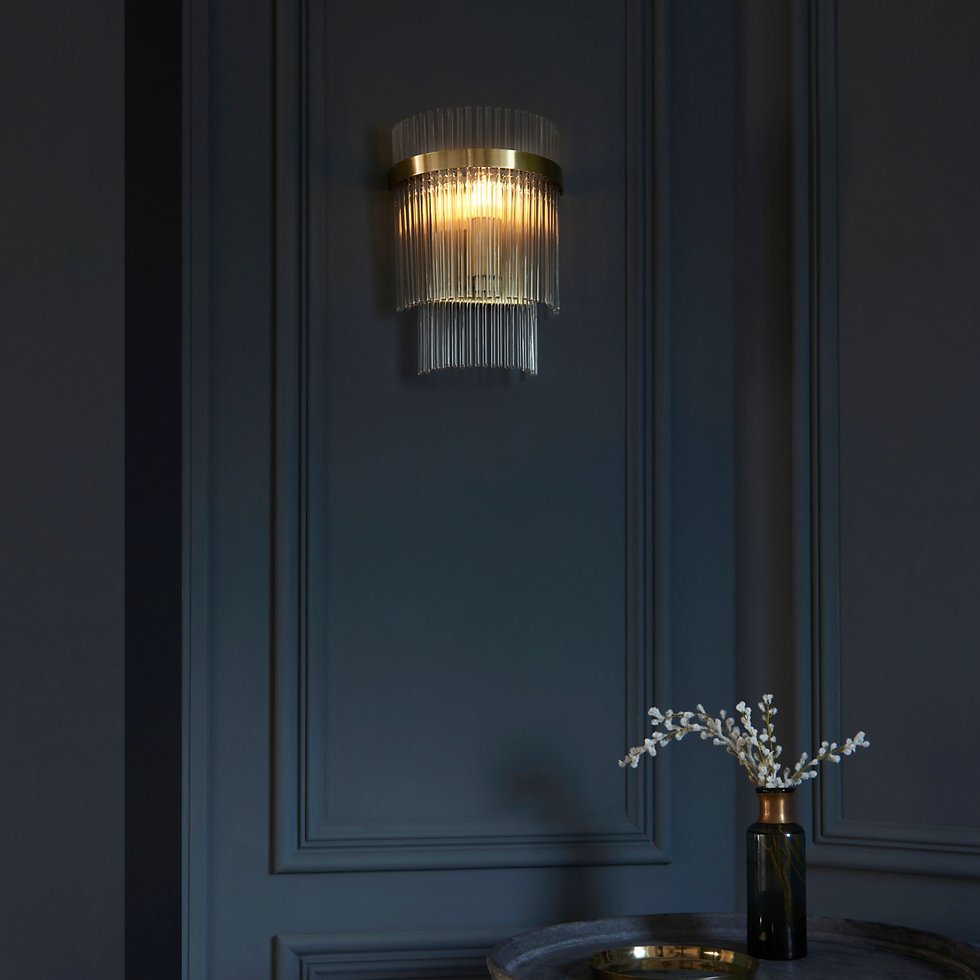 Thumbnail: Antique Brass & Glass Wall Light