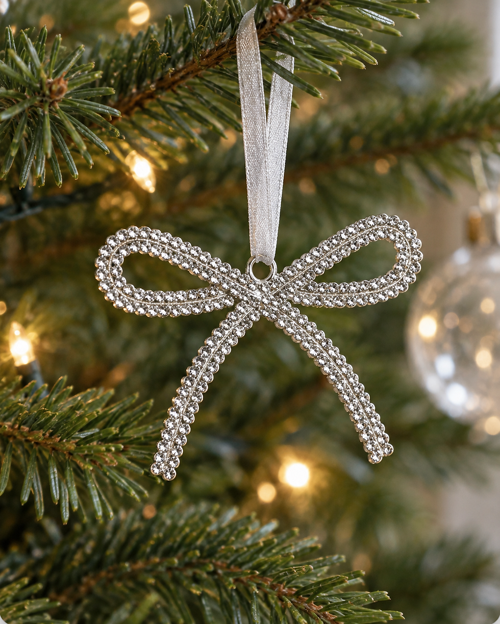Silver Diamante Bow