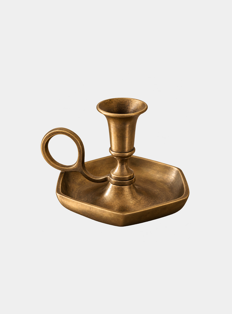 Rustic Brass Candlestick with Handle