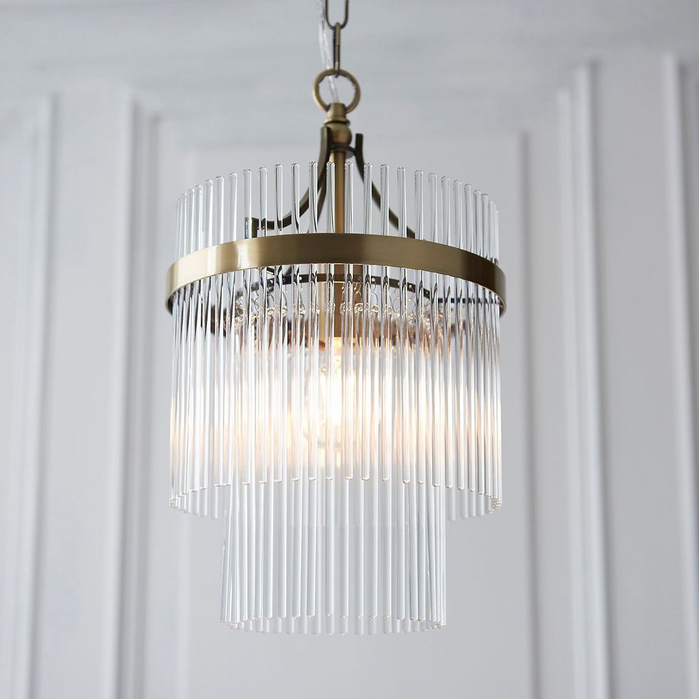 Thumbnail: Antique Brass & Glass Pendant