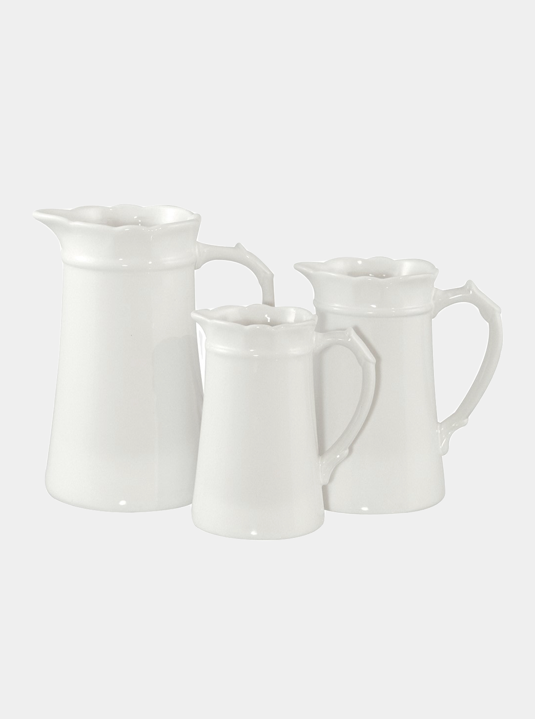 Scalloped Edged Jugs | Set of Three