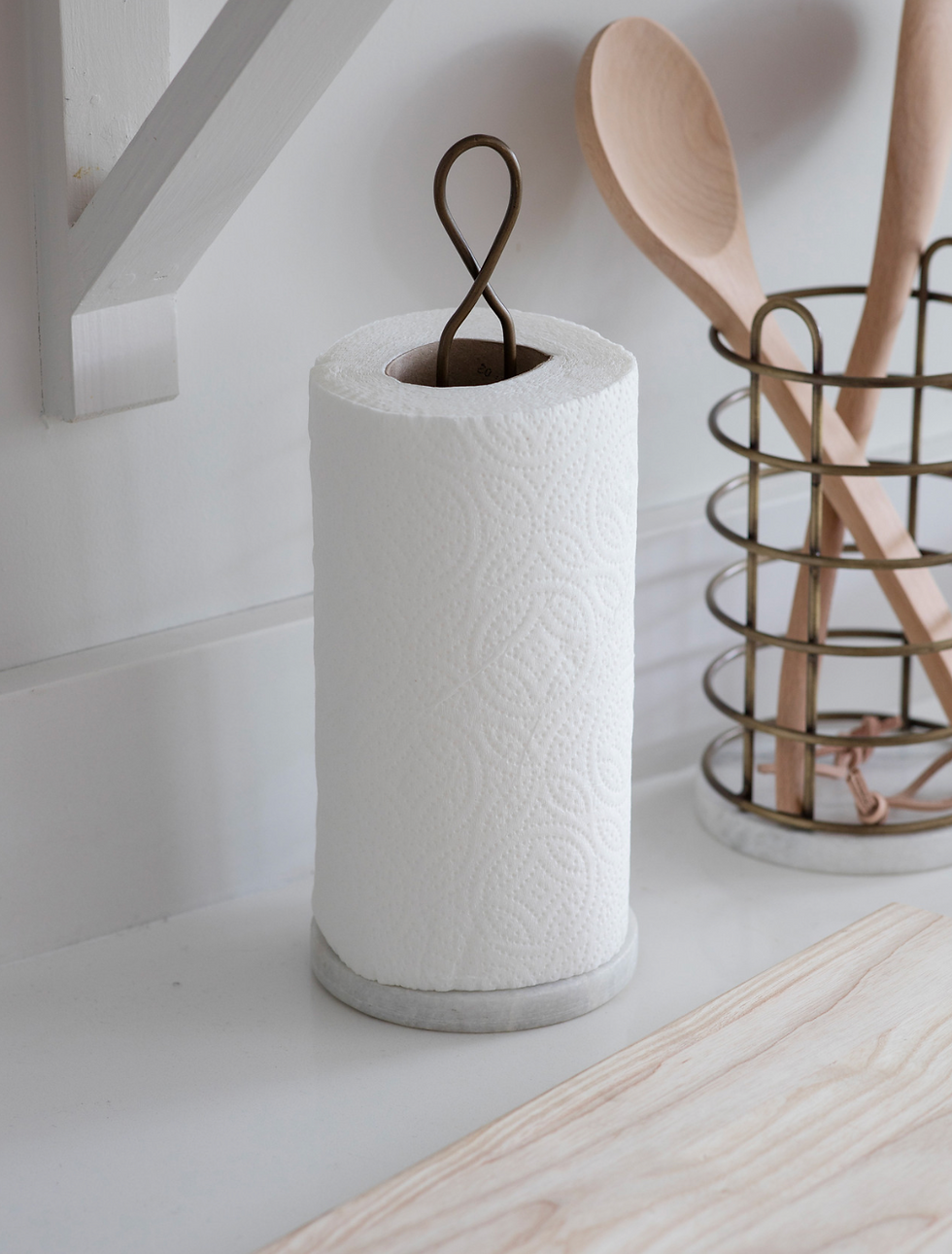 Marble & Antique Brass Kitchen Roll Holder