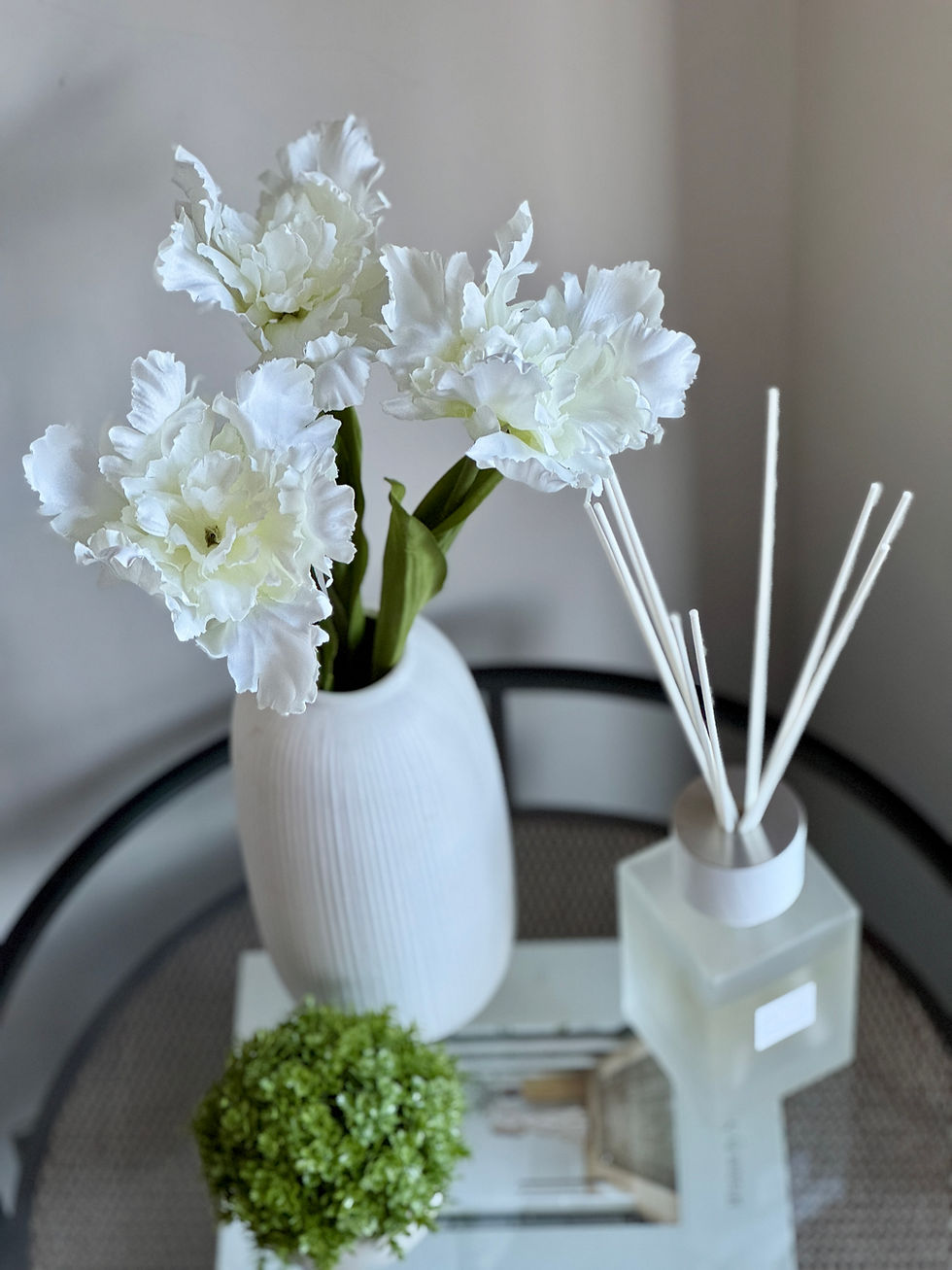 Thumbnail: Faux White Parrot Tulip with Leaves