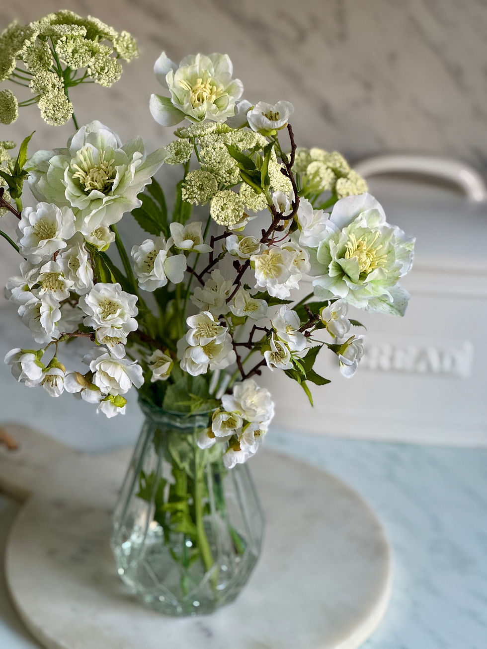 Thumbnail: Cherry Blossom & Cow Parsley in Glass Vase