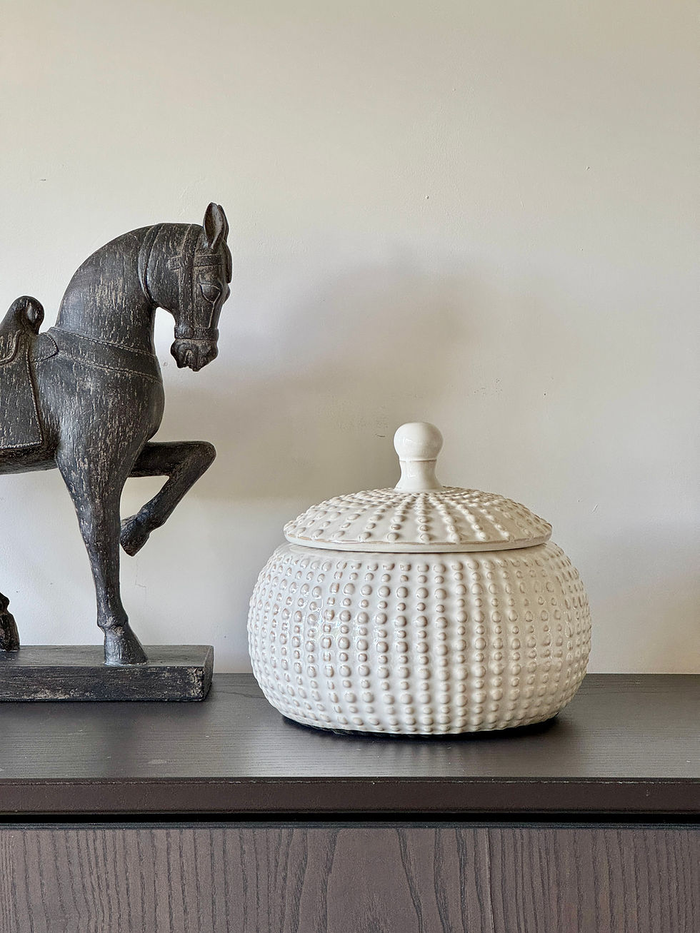 Thumbnail: White Textured Lidded Pot with Lid