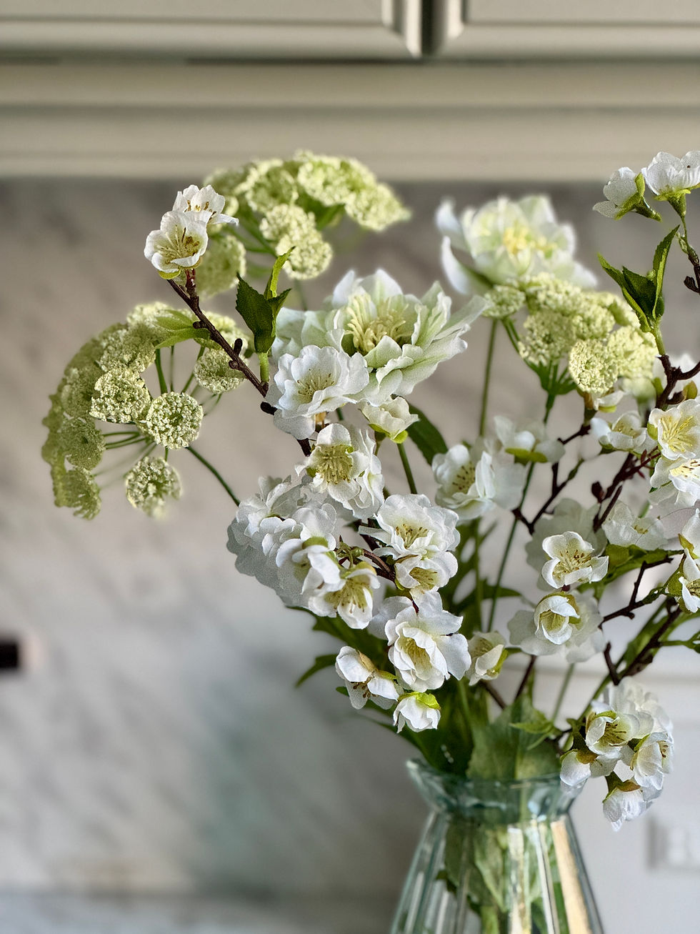 Thumbnail: Cherry Blossom & Cow Parsley in Glass Vase