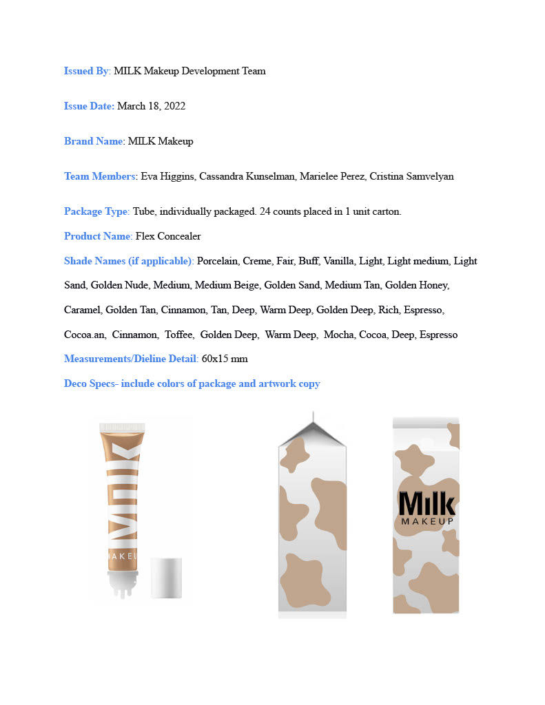 a page that says milk makeup on it