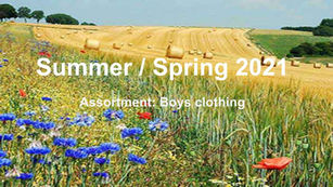 a picture of a field with the words summer / spring 20 assortment boys clothing