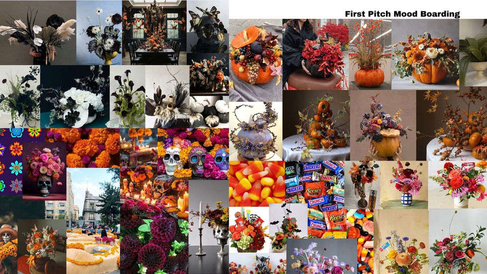 a collage of halloween decorations including candy corn and snickers