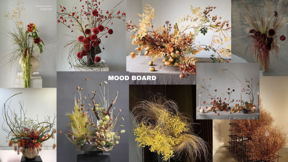 a mood board showing different types of flowers