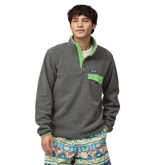 Pull Patagonia Synchilla Snap-T gris et vert pour homme