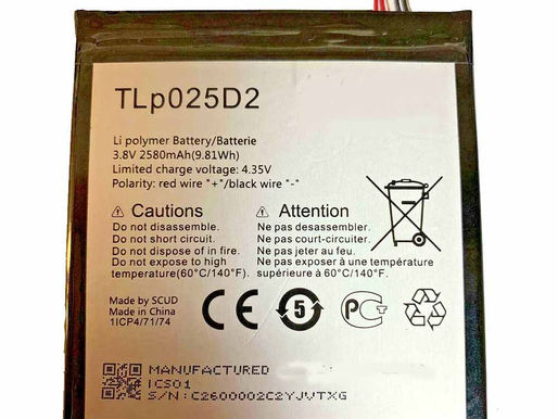 3.8V/4.35V Alcatel Pixi 4 8050D pour Alcatel TLp025D2
