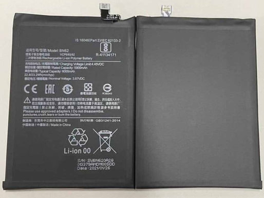 3.87V/4.45V Xiaomi Redmi Note9 4G pour Xiaomi BN62