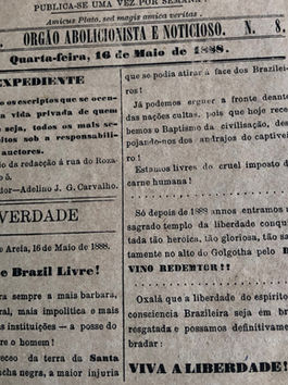 Trecho da Página 1, da Edição 8, Anno I, do Jornal "Verdade", de 16 de Maio de 1888