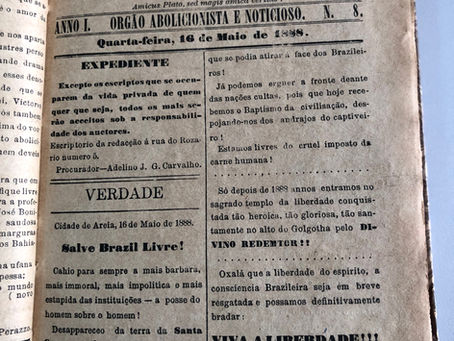 Trecho da Página 1, da Edição 8, Anno I, do Jornal "Verdade", de 16 de Maio de 1888