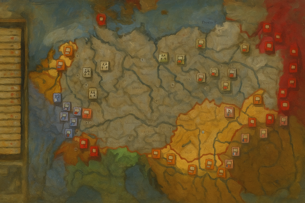 Imagem conceitual de uma captura de tela de um jogo de estratégia.