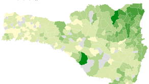 Print do mapa interativo da votação sobre a Forma de Governo no Plebiscito de 1993 em SC, com enfoque na monarquia.