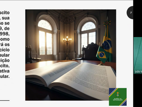 Captura de tela da videoconferência do curso livre "Plebiscito no aspecto da monarquia"