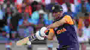 indian cricketer ms dhoni playing in the icc cricket world cup