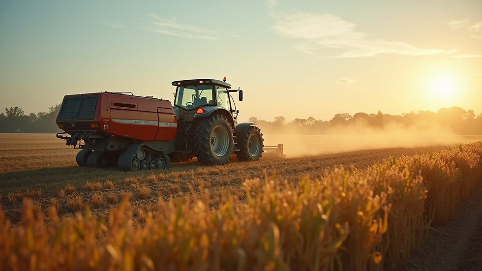 Primer plano de maquinaria agrícola moderna en uso en campo